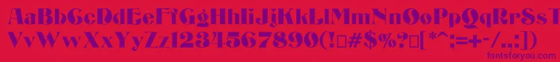 Bizarrerie-Schriftart – Violette Schriften auf rotem Hintergrund