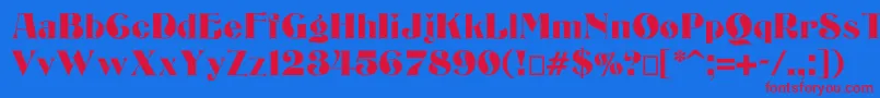Bizarrerie-fontti – punaiset fontit sinisellä taustalla