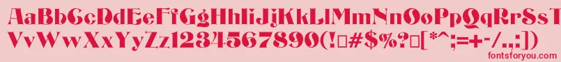 フォントBizarrerie – ピンクの背景に赤い文字