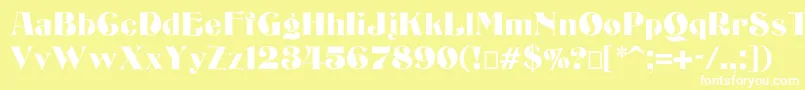 Bizarrerie-Schriftart – Weiße Schriften auf gelbem Hintergrund
