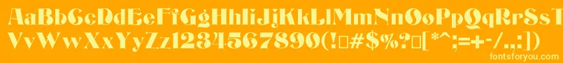 Шрифт Bizarrerie – жёлтые шрифты на оранжевом фоне