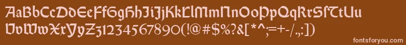 Czcionka RundgotischRegular – różowe czcionki na brązowym tle