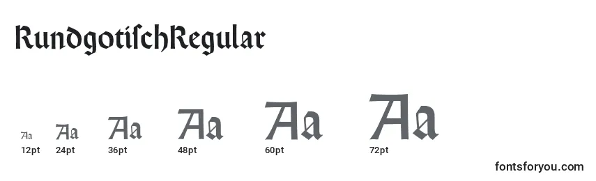 Размеры шрифта RundgotischRegular