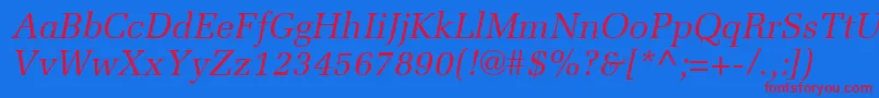 MeliorLtItalic Font – Red Fonts on Blue Background