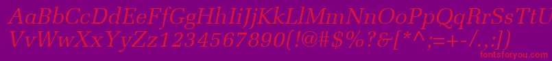 MeliorLtItalic Font – Red Fonts on Purple Background