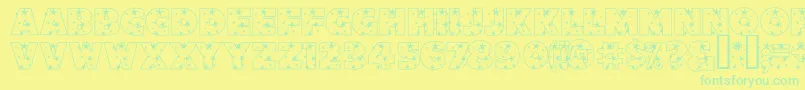 Fonte StarlightSansJl – fontes verdes em um fundo amarelo