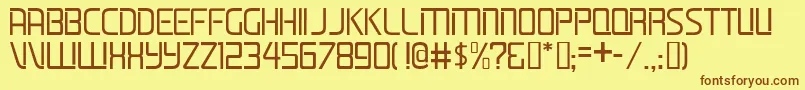 フォントLifelineJl – 茶色の文字が黄色の背景にあります。