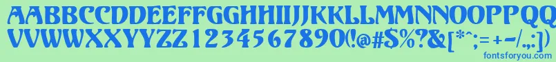 ElizabetaModern-Schriftart – Blaue Schriften auf grünem Hintergrund