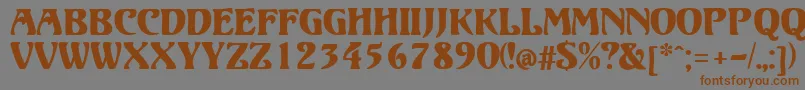 フォントElizabetaModern – 茶色の文字が灰色の背景にあります。