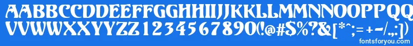 ElizabetaModern-Schriftart – Weiße Schriften auf blauem Hintergrund