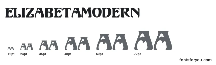 Размеры шрифта ElizabetaModern