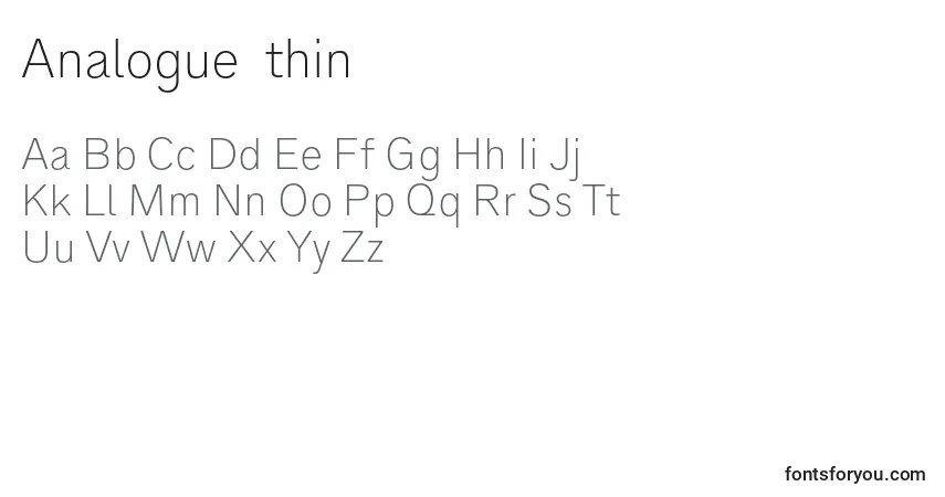 Czcionka Analogue35thin – alfabet, cyfry, specjalne znaki