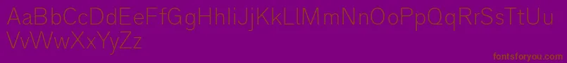 Analogue35thin-Schriftart – Braune Schriften auf violettem Hintergrund