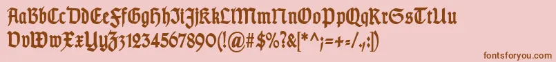 Fonte TypographergotischSchmalBold – fontes marrons em um fundo rosa