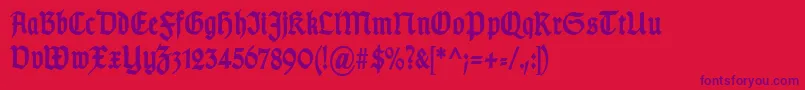 Czcionka TypographergotischSchmalBold – fioletowe czcionki na czerwonym tle