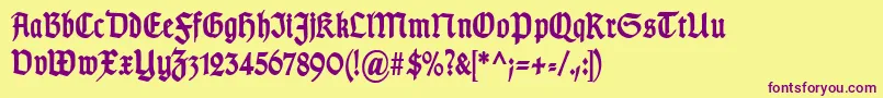TypographergotischSchmalBold Font – Purple Fonts on Yellow Background