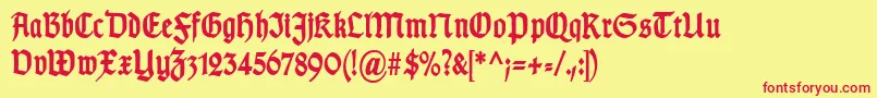 TypographergotischSchmalBold Font – Red Fonts on Yellow Background