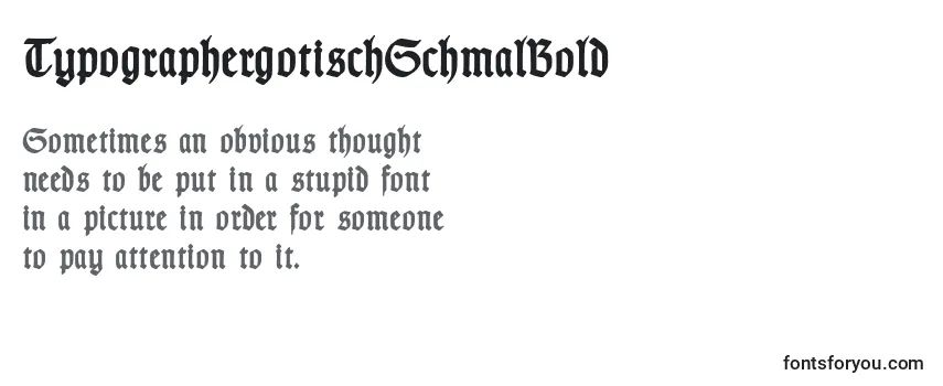 Überblick über die Schriftart TypographergotischSchmalBold