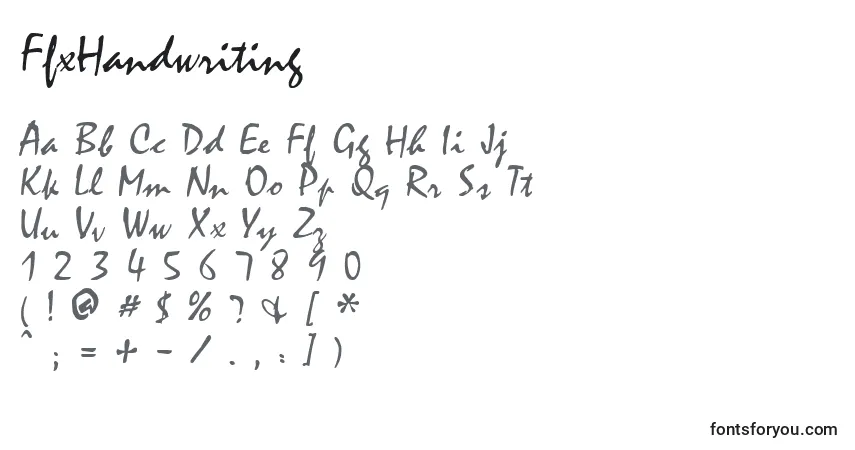 A fonte FfxHandwriting – alfabeto, números, caracteres especiais
