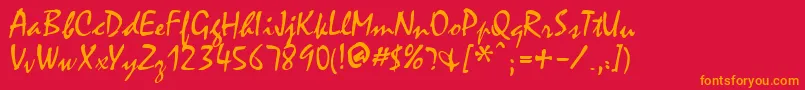 FfxHandwriting-Schriftart – Orangefarbene Schriften auf rotem Hintergrund
