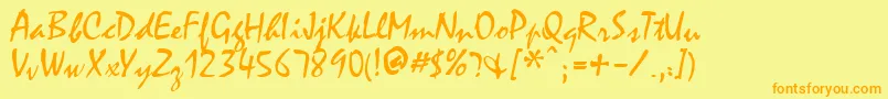 FfxHandwriting-Schriftart – Orangefarbene Schriften auf gelbem Hintergrund