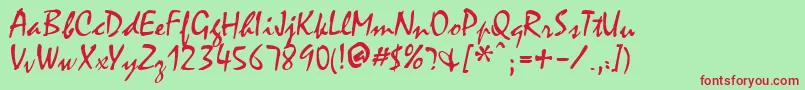 FfxHandwriting Font – Red Fonts on Green Background
