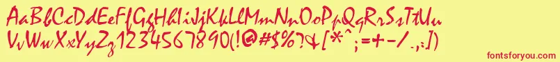 FfxHandwriting Font – Red Fonts on Yellow Background