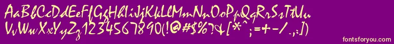 Fonte FfxHandwriting – fontes amarelas em um fundo roxo