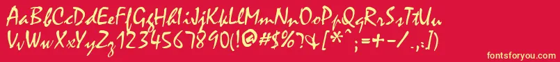 FfxHandwriting Font – Yellow Fonts on Red Background