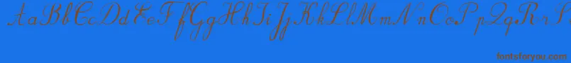 フォントBvRondesItal – 茶色の文字が青い背景にあります。