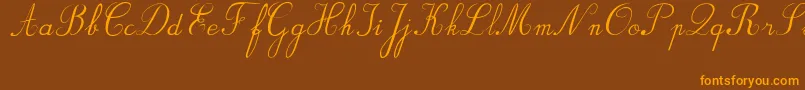 フォントBvRondesItal – オレンジ色の文字が茶色の背景にあります。