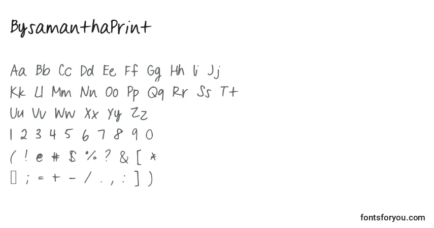 A fonte BysamanthaPrint – alfabeto, números, caracteres especiais