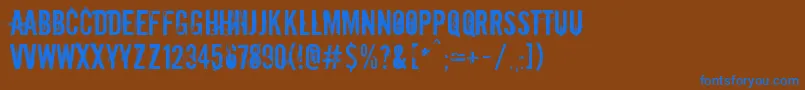 フォントDowncome – 茶色の背景に青い文字