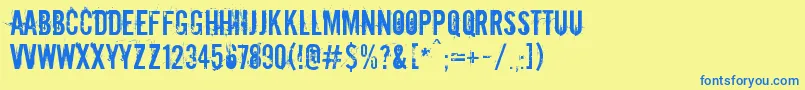 Downcome Font – Blue Fonts on Yellow Background