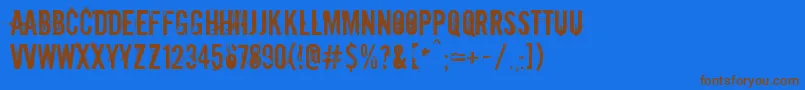フォントDowncome – 茶色の文字が青い背景にあります。