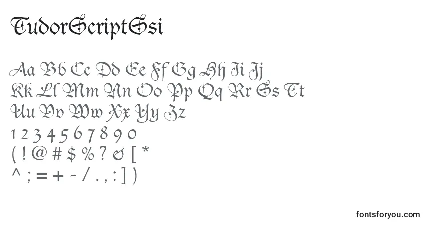 Czcionka TudorScriptSsi – alfabet, cyfry, specjalne znaki