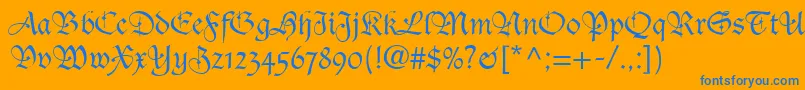 TudorScriptSsi Font – Blue Fonts on Orange Background