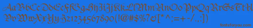 TudorScriptSsi Font – Brown Fonts on Blue Background