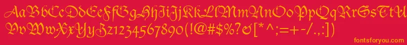 TudorScriptSsi Font – Orange Fonts on Red Background