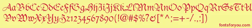 TudorScriptSsi Font – Red Fonts on Yellow Background