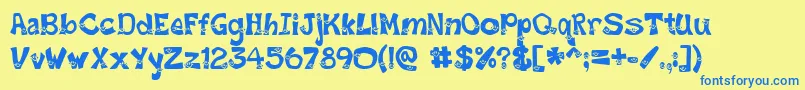 フォントSmileyFont – 青い文字が黄色の背景にあります。