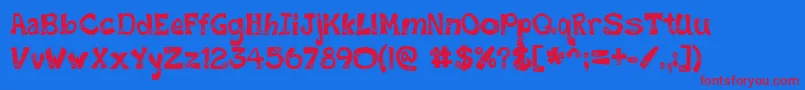Czcionka SmileyFont – czerwone czcionki na niebieskim tle