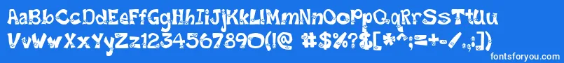 Czcionka SmileyFont – białe czcionki na niebieskim tle