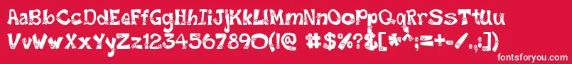 Czcionka SmileyFont – białe czcionki na czerwonym tle