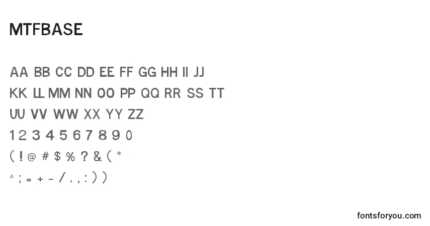 Czcionka MtfBase – alfabet, cyfry, specjalne znaki