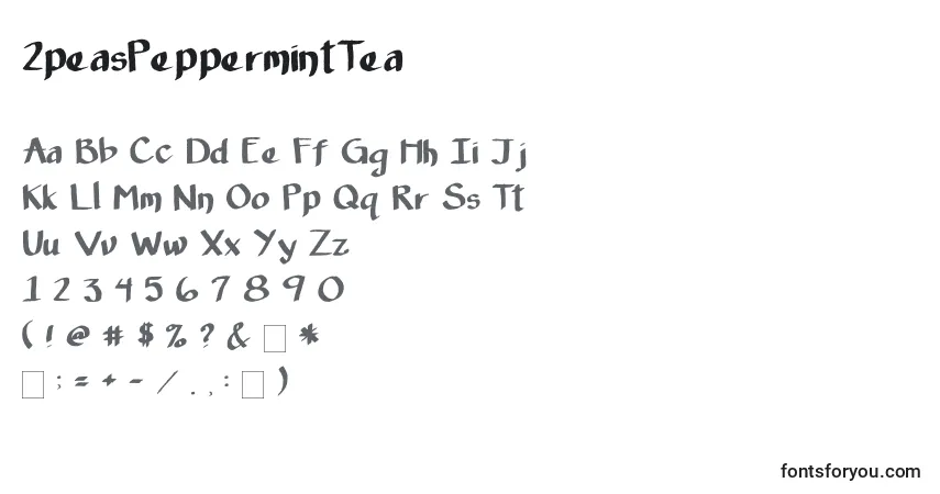 A fonte 2peasPeppermintTea – alfabeto, números, caracteres especiais