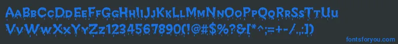 CreepyRegular-Schriftart – Blaue Schriften auf schwarzem Hintergrund