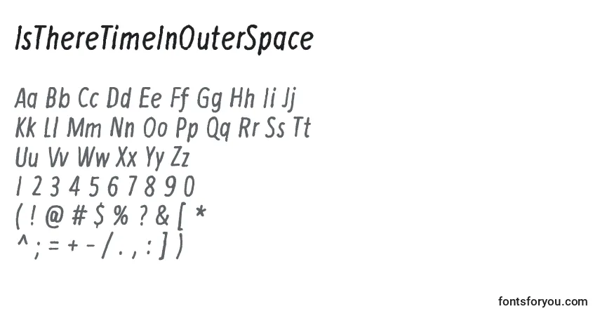 Fuente IsThereTimeInOuterSpace - alfabeto, números, caracteres especiales
