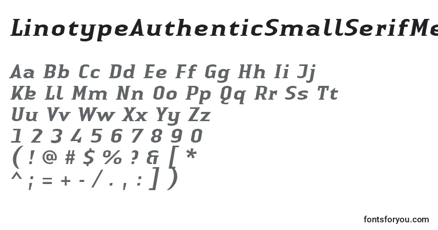 Шрифт LinotypeAuthenticSmallSerifMediumit – алфавит, цифры, специальные символы