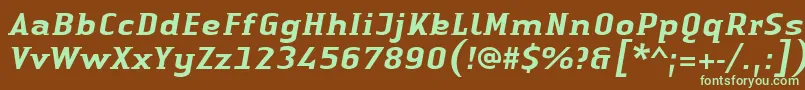 LinotypeAuthenticSmallSerifMediumit Font – Green Fonts on Brown Background